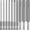 Набор отверток-бит с головкой Torx Security 10 шт. Шестигранный хвостовик 1/4 дюйма Сталь S2 Биты Torx Различные размеры Шестигранных бит