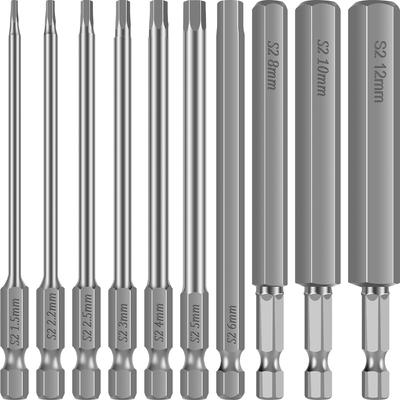 Набор отверток-бит с головкой Torx Security 10 шт. Шестигранный хвостовик 1/4 дюйма Сталь S2 Биты Torx Различные размеры Шестигранных бит