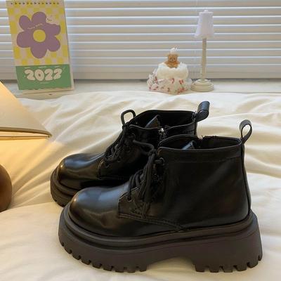 Белые четырехдырочные полусапоги на высокой толстой подошве в стиле Мартин для женщин, маленькие, универсальные, в ретро британском стиле, весенне-осенние одинарные ботинки, инс