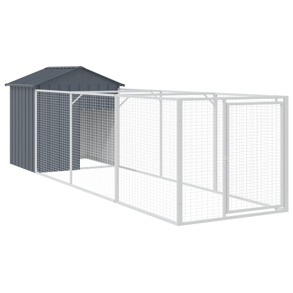 Dog House with Roof Anthracite Grey 117 x 405 x 123 cm Galvanized Steel