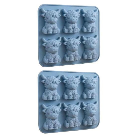 Highland Cow Silicone Ice Cube Tray Food-Grade 3D Mold for Whiskey Cocktails Easy-Release Mini Cow Chocolate Candy Molds for Baking Gummies Fudge