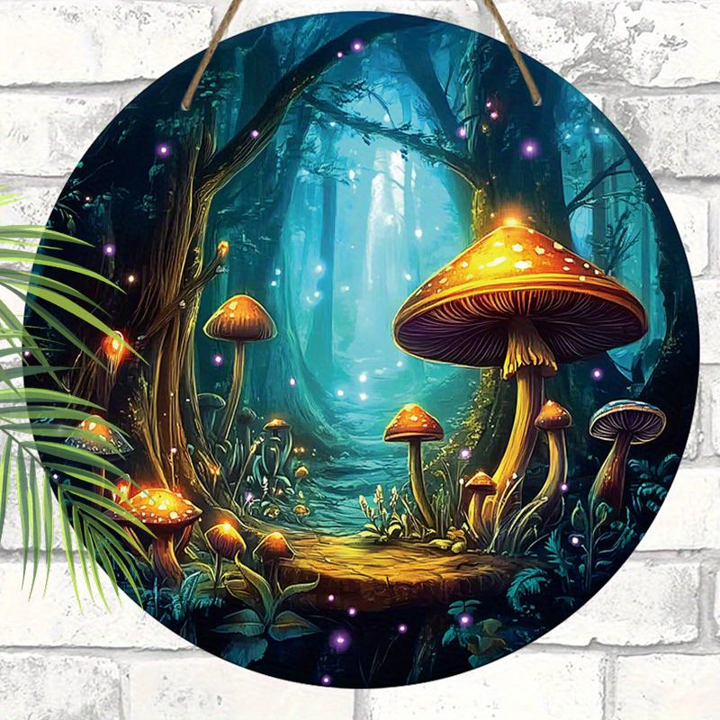 2D Flat Hanging Decorative Signs,interior Wall or Door Decoration,garden Decoration,the Pattern Is Mushrooms and Forests,housewarming Gift for Friends