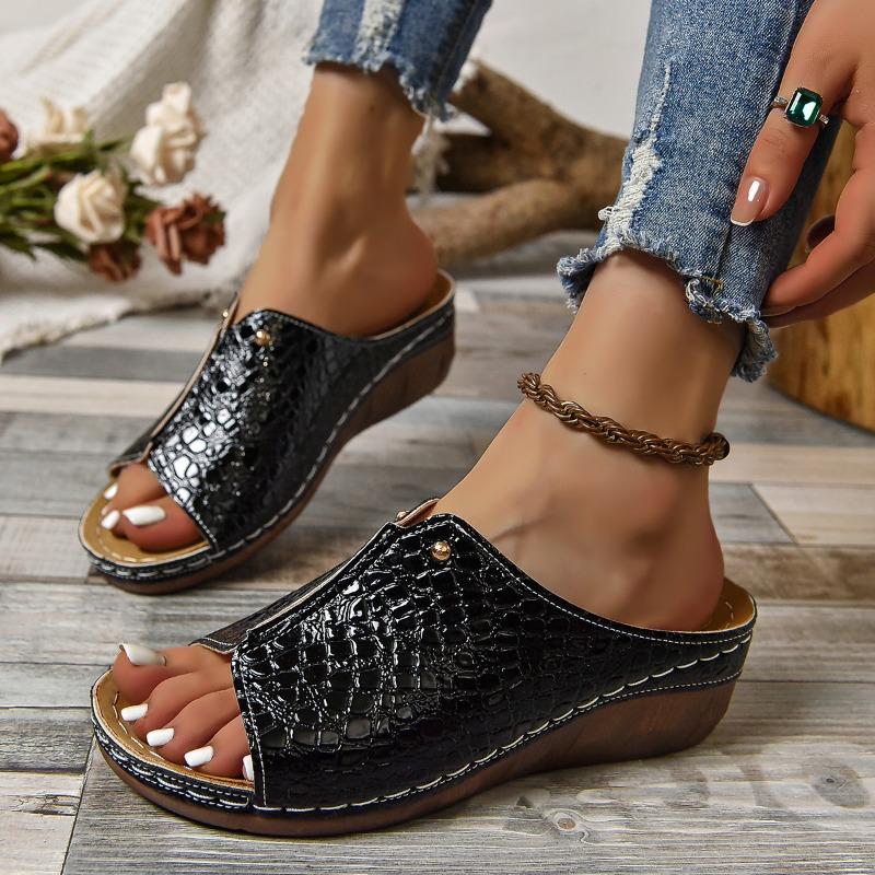 Модные женские тапочки, босоножки на танкетке золотистого цвета для женщин, летние босоножки на платформе в стиле ретро с застежкой-молнией, гладиаторские туфли на толстой подошве, большие размеры