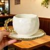 Легкая роскошь в ретро-стиле, нерегулярные жемчужные керамические чашки и блюдца, кофейные чашки и блюдца ручной лепки, нишевой дизайн чашки для послеобеденного чая