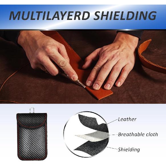 2 Pcs Faraday Bag For Car Keys, RFID Signal Blocking Pouch, Anti-Theft Key Fob Protector, Cell Phone Signal Blocker Case, Car Key Fob Cage (Small)