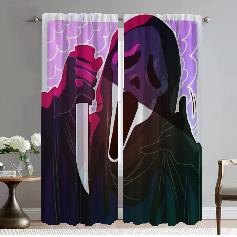 Ghostface Partition Modern Living Room Curtains for Camera Window Curtain Shades Anti-mosquito Curtains 2 Pieces Kitchen Elegant