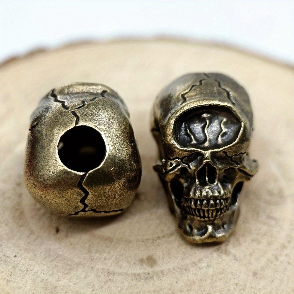 One Eyed Skull Head Brass Knife Beads EDC DIY Paracord Woven Bracelets Lanyard Key Chain Pendants Accessories Outdoor Tool Hangings Charms