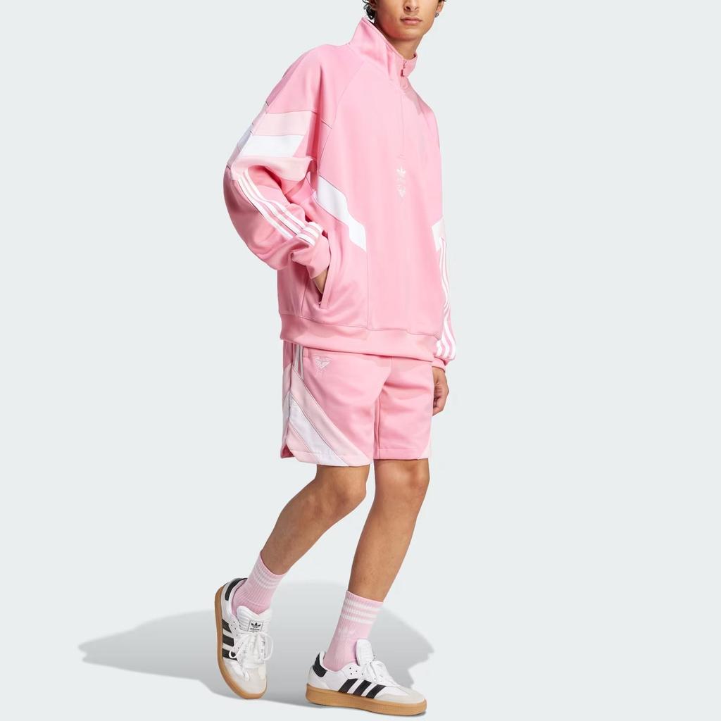 adidas Оригинальный свитшот Inter Miami Cf, логотип, в полоску, повседневный, свободного кроя, с длинным рукавом, мужской свитшот, светло-розовый JI6907
