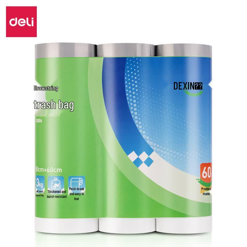 Deli LQ506 50x60cm Drawstring Trash Bags