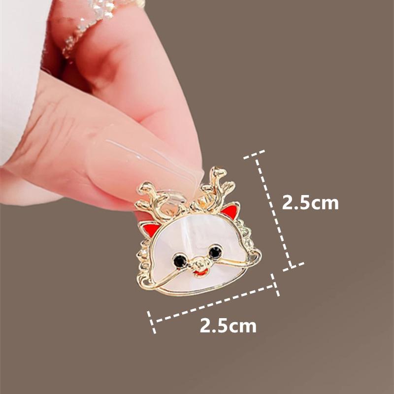 Cartoon Imitation Shell Dragon Brooch For Women Chinese Zodiac Dragon Enamel Pins Cute Animal Badge Birthday Jewelry Gift
