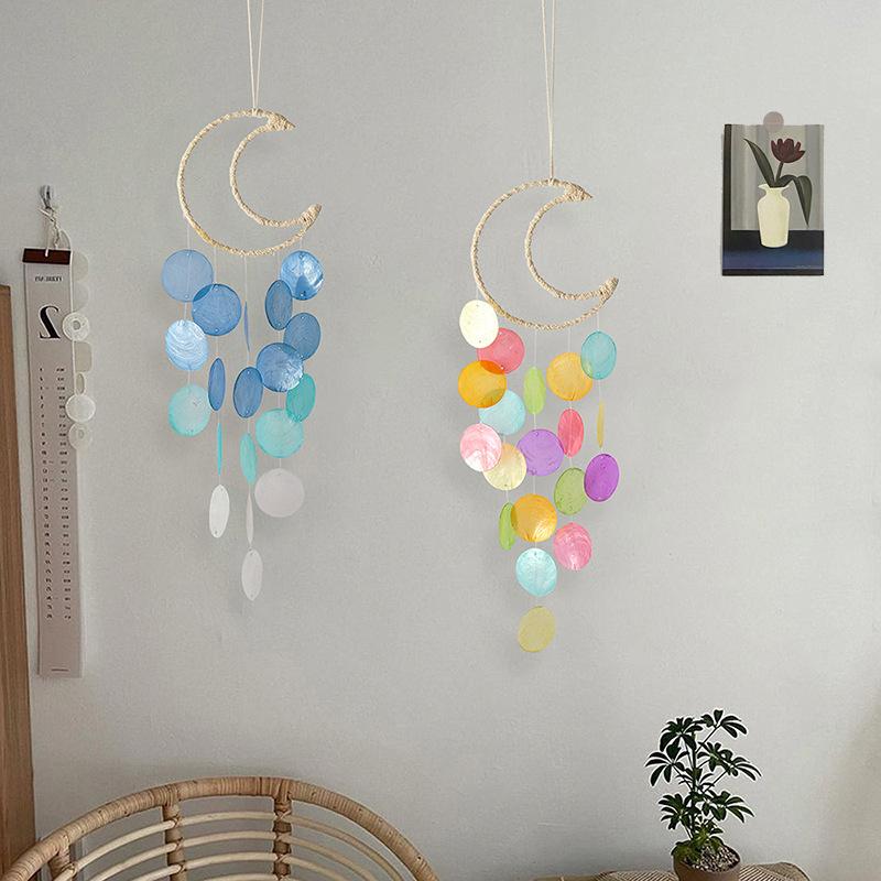 Moon Shell Aeolian Bell Dream Catchers Color Natural Shell Wind Chime Dream Window Sill Balcony Decor Housewarming Birthday Gift
