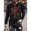 Oriental Dragon Printed Men's Long Sleeve T-shirt Autumn Daily Street Men's Fashion Long Sleeve T-shirt Casual Long Sleeve Top