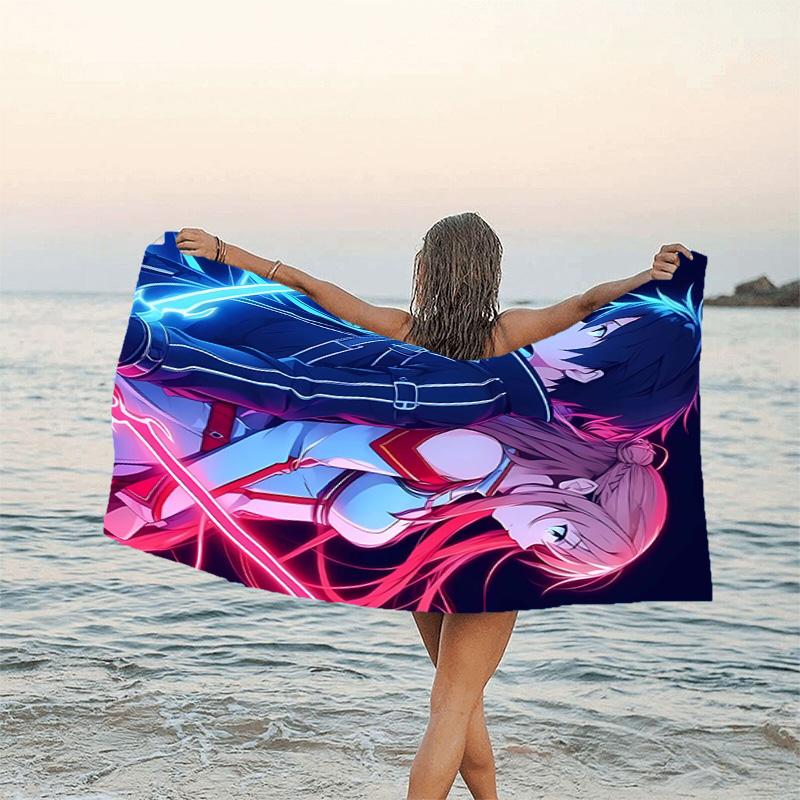 1pc Sword Art Online1 Beach Towel, Beach and Seaside Swimming Pool Equipment, Fashion Pattern, Rectangular, Travel Essentials