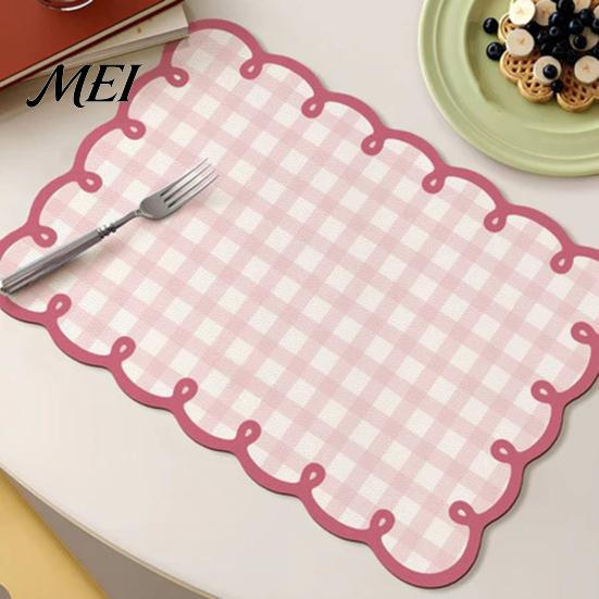 Quick-drying Kitchen Mat Diatomite Plaid Placemat with Wavy Edge, Heat Resistant Non-slip Table Drying Pad Mat, Absorbent Quick for Counter