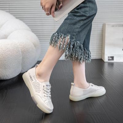 Перфорированная дышащая обувь, Женские туфли на мягкой подошве, Повседневная обувь, Плоские кеды