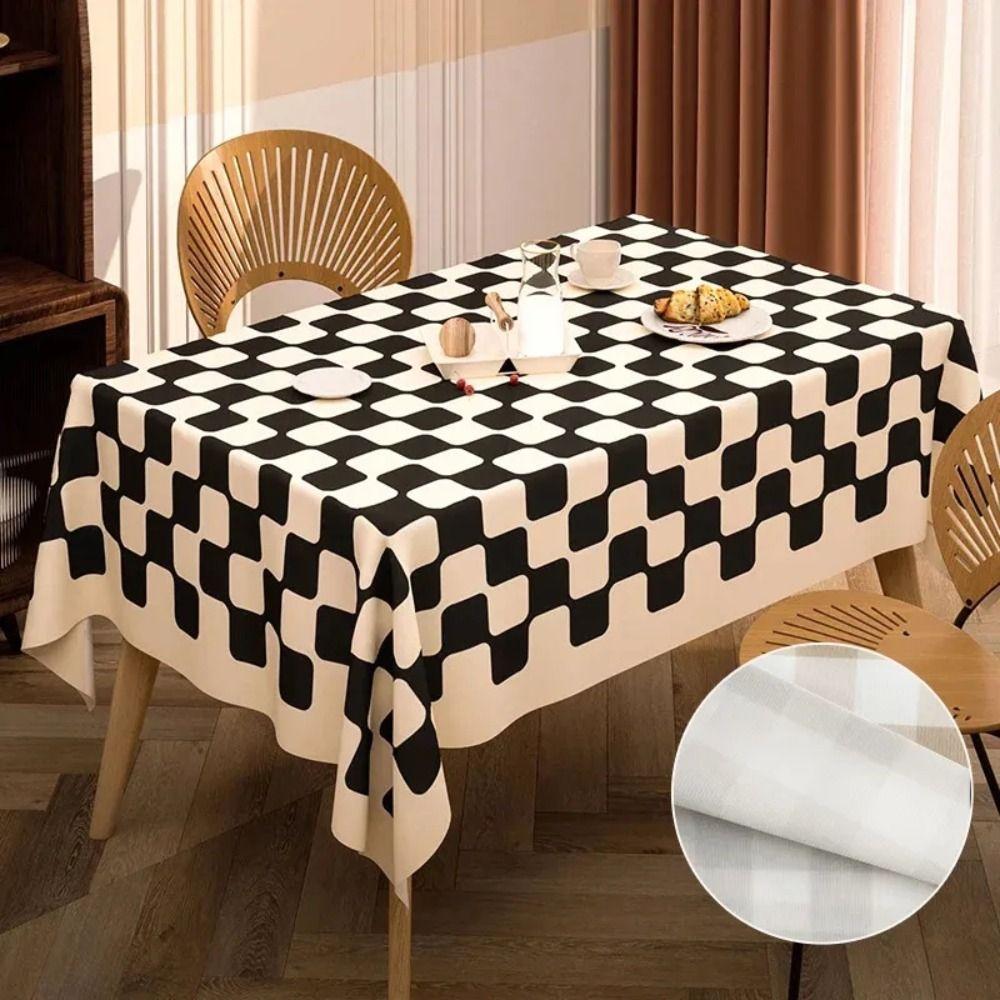 Dustproof Plaid Tablecloth Korean Style Table Cover INS Checkerboard Tablecloth Round Table