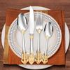 Stainless Steel Dinnerware Sets High-grade Knife Fork And Spoons Cutlery Kits Gold Plated Floral Pattern Tableware Dropship