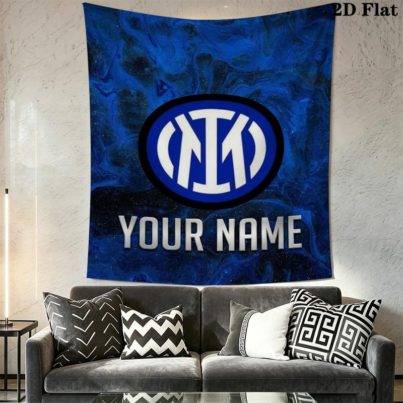 Custom Name Inter Milan Wall Tapestry Aesthetic Wall Hanging Printed Fabric Blanket Decorative Tapestries for Bedroom Living Room Home Decor