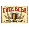 2D Flat Wooden 30*20cm 1pc Classic "Free Beer Tomorrow Only" Decorative Sign - Vintage Style Wall Hanging Plaque for Home, Bar, Pub, Multipurpose