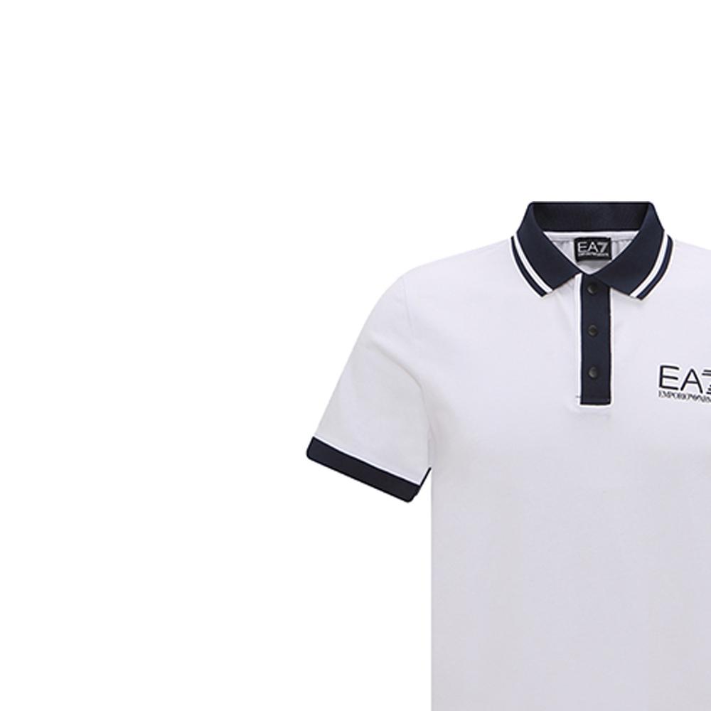 Emporio Armani EA7 Повседневная поло-рубашка прямого кроя с коротким рукавом и логотипом в стиле «цветные блоки», мужская, белая, 3RPF17-PJ03Z-1100