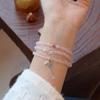 Natural Pink Crystal Bracelet Women'S Fashion Design Three Circles Aquamarine Safety Buckle Light Luxury Sense Sweet