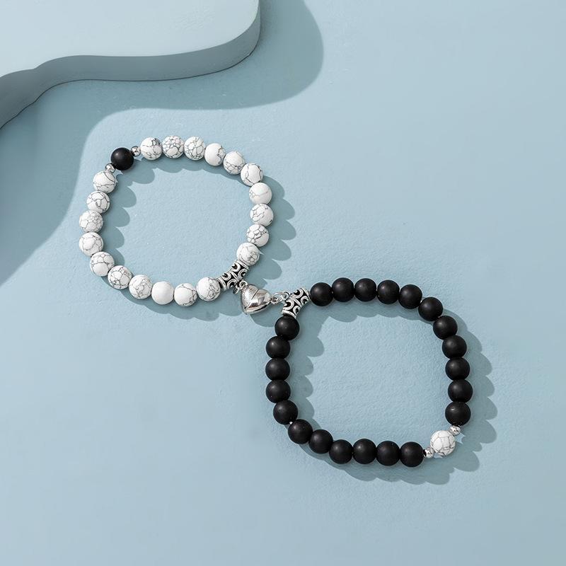 Магнитные браслеты для пар, 2 шт. одинаковые браслеты взаимного притяжения, ювелирные изделия из камня, бисера, подарок для парня, подруги, любовника, его лучшего друга