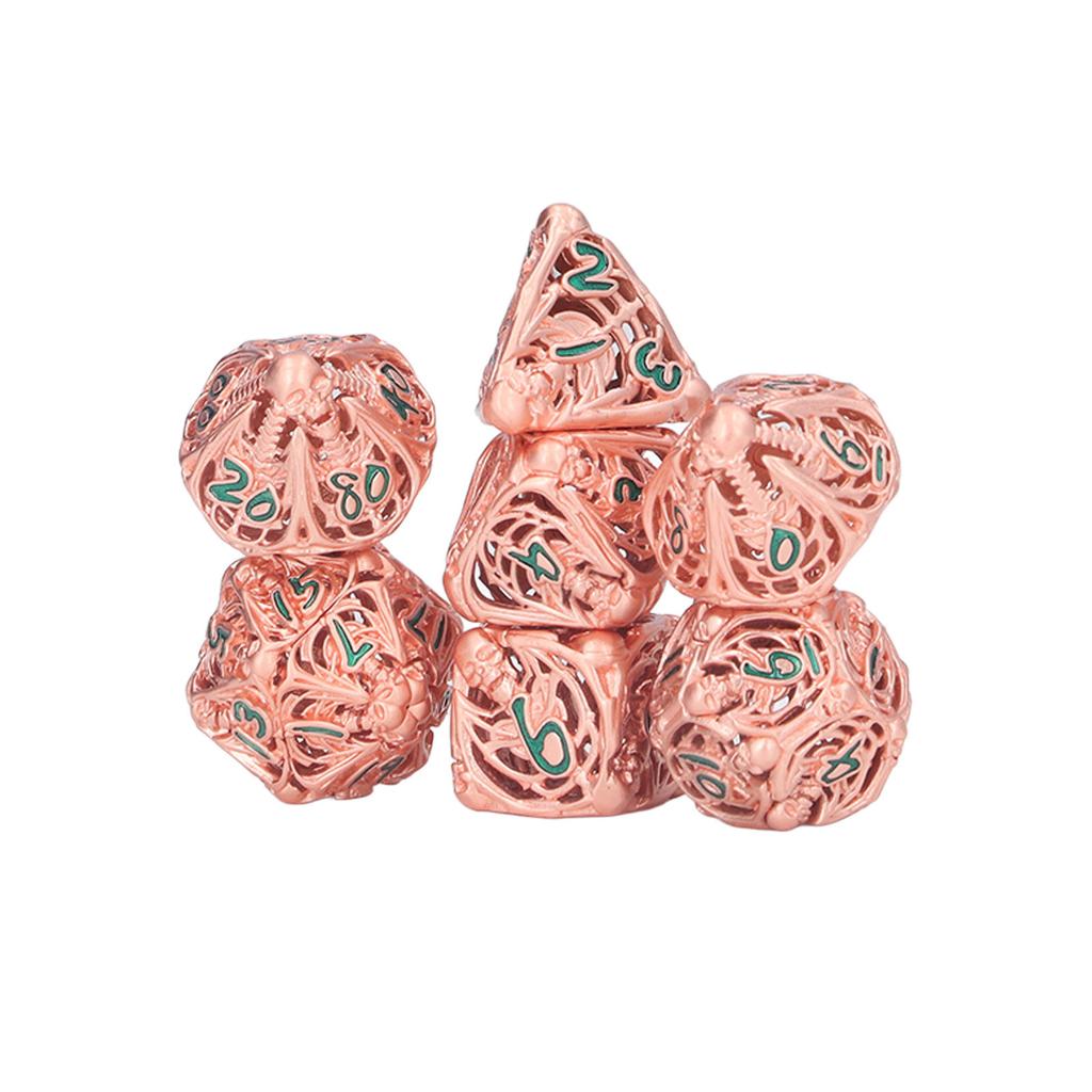 7 шт. Набор полых многогранных игральных костей для праздничной вечеринки с рисунком черепа, металлические игральные кости, реквизит для настольной карточной игры