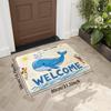 Whale welcome design doormat childlike painting style blue whale sun crayon non-slip entrance living room machine washable