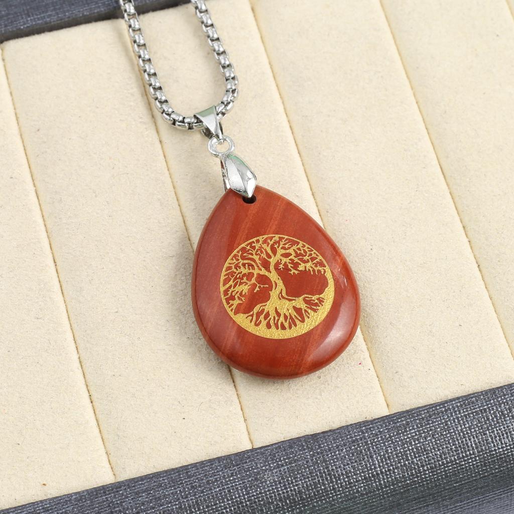 Ожерелье из натурального камня малахит/бирюза подвеска в форме капли с принтом для женщин цепочка для подарка на день рождения 60 см