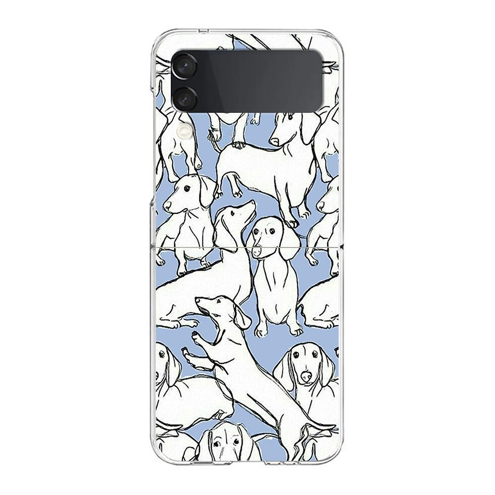 Чехол для телефона Такса Собака-сосиска Для Samsung Galaxy Z Flip 3 4 5 6 fold Жесткий чехол Для Galaxy Z Flip 3 5 6 Прозрачный чехол