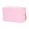 Uxcell PU Leather Square Makeup Waterproof Cosmetic Organizer Bag with Makeup Brush Holder for Women Pouch, Zipper, (Pink, Small)