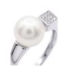 Bague - Pearls &amp; Colors - Prestige - 9-10 mm Bouton - Perle Blanche - Argent 925 - Femme