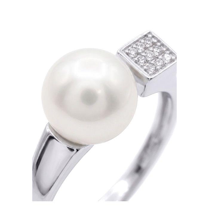 Bague - Pearls & Colors - Prestige - 9-10 mm Bouton - Perle Blanche - Argent 925 - Femme