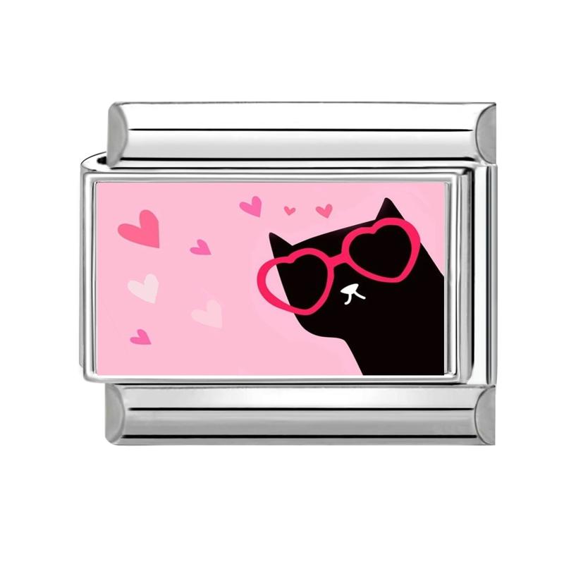 Модная розовая серия Sun Lips Глаза девочек-цветочниц Кошачья любовь Итальянский шарм Звенья Подходит для 9-миллиметрового браслета из нержавеющей стали Сделай сам Изготовление ювелирных изделий