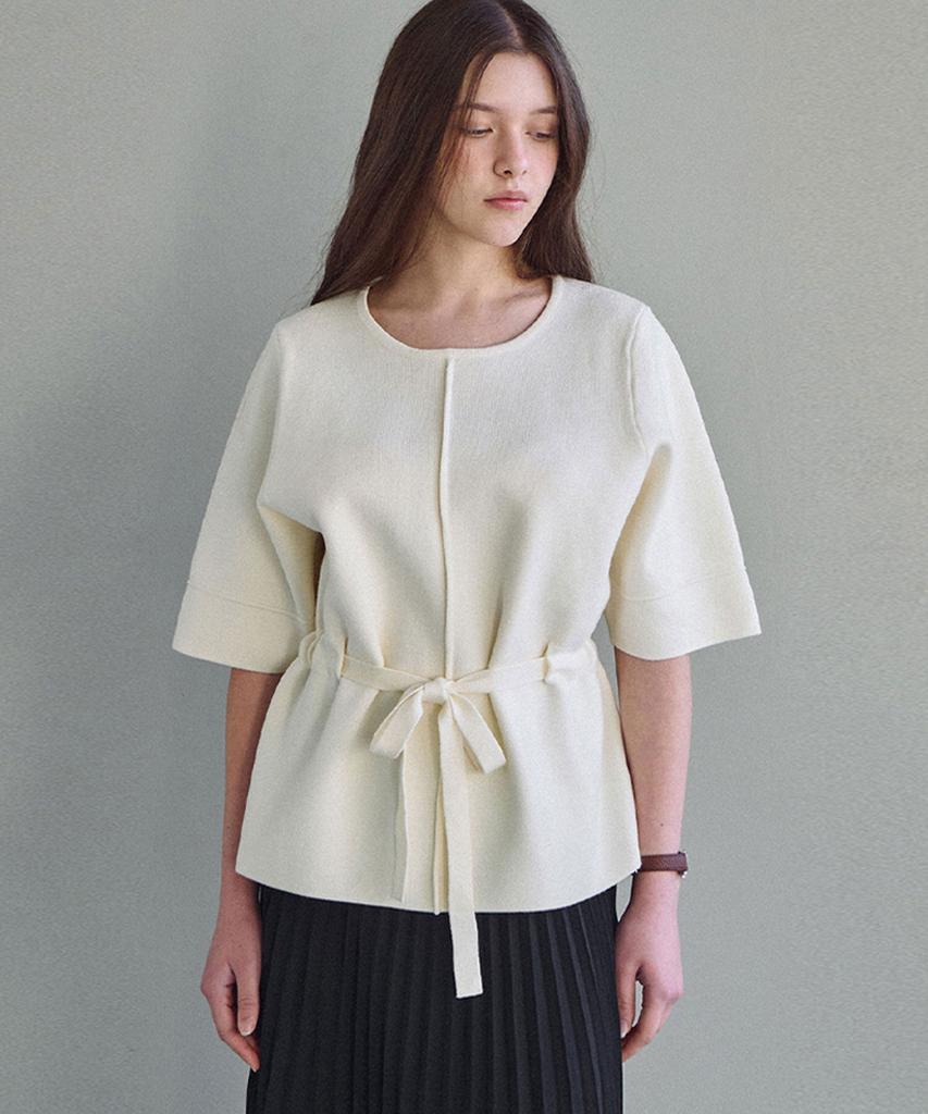 LUSIDA Belted Glow Knit Top