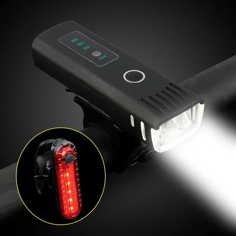 Cross Border 220 Intelligent Light Sensing Bicycle Headlight Charged Quantity Display Outdoor Night Riding Lighting Front and Rear Tail Light Set