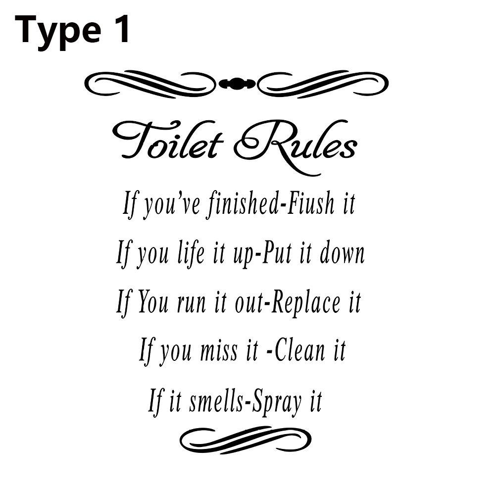 DIY Bathroom Wall Art Home Decor Quotation Decals Wall Stickers Mural Toilet Rules