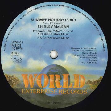 12inch Record SHIRLEY MCLEAN Summer Holliday WDS01 World Enterpris 1988 UK Reggae Ska Dub Used