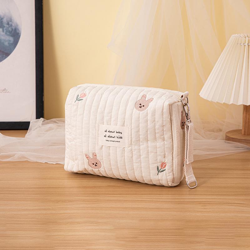 Embroidered Cotton Mommy Bag: Stroller & Diaper Storage