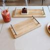 Прямоугольный деревянный поднос с металлической ручкой, поднос для хранения, сервировочная тарелка, подносы для чая, форма для торта, десертная тарелка, тарелки для суши, органайзер для тарелок