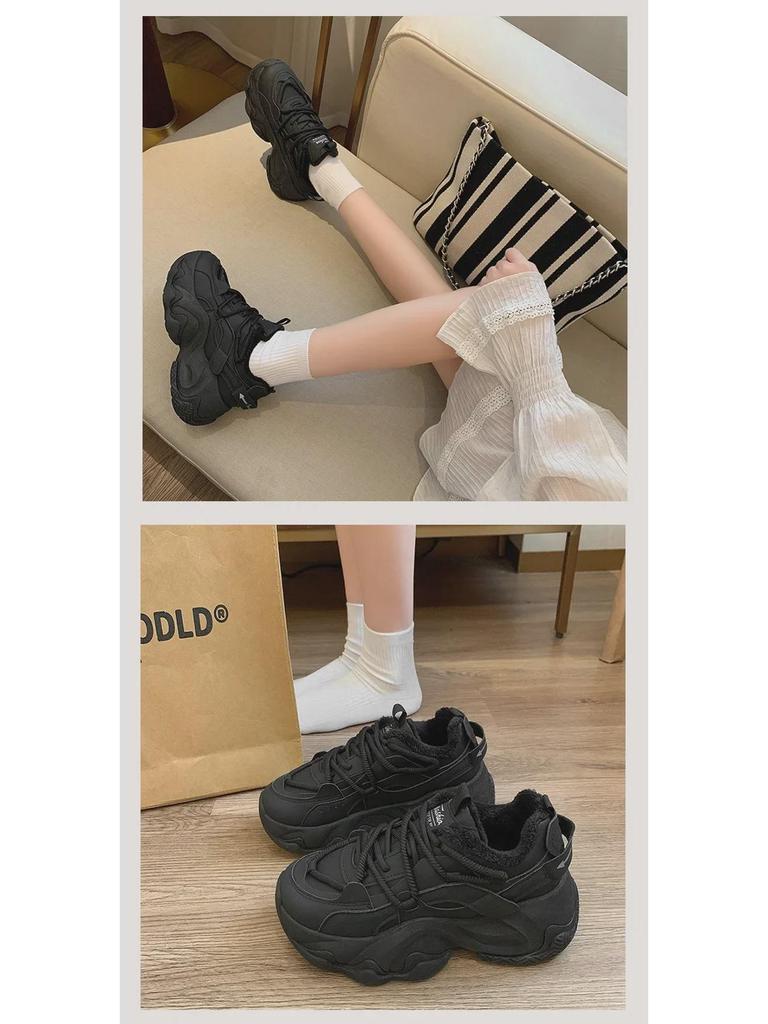 2024 Winter Plus Velvet Dad Shoes - Korean Style Women's Height-Increasing Sports Sneakers, Warm and Casual (FB3306-2)