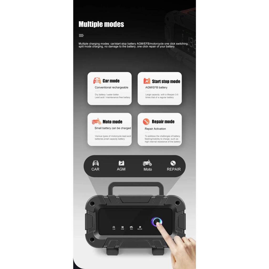 7-сегментное 10A/5A/6A автомобильное зарядное устройство для мотоцикла 12V/24V интеллектуальное зарядное устройство литиевый AGM GEL свинцово-кислотный LiFePO4 зарядное устройство для автомобиля