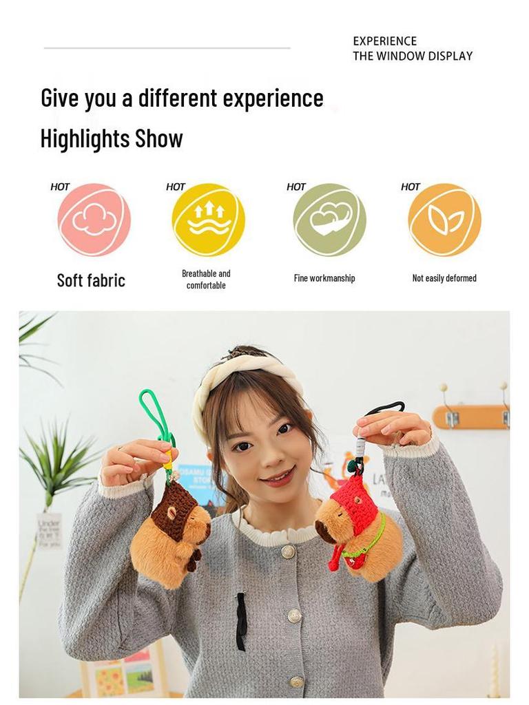 Плюшевый брелок в виде капибары – Очаровательный вязаный подарок с уличного прилавка