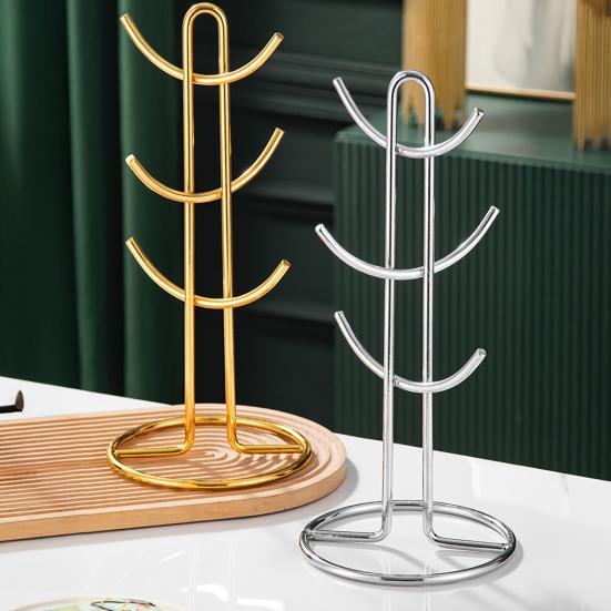 Металлическая подставка-держатель для чашек, 6 крючков, держатель для кофейных кружек, высокая грузоподъемность, подставка-дерево для чашек, органайзер для демонстрации чашек, для кухонной столешницы