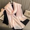 90*180cm Fashion Luxury Solid Color Silk Scarf Women Soft Smooth Scarves Head Wrap Hijab Outdoors Muffler Long Shawl Beach Towel