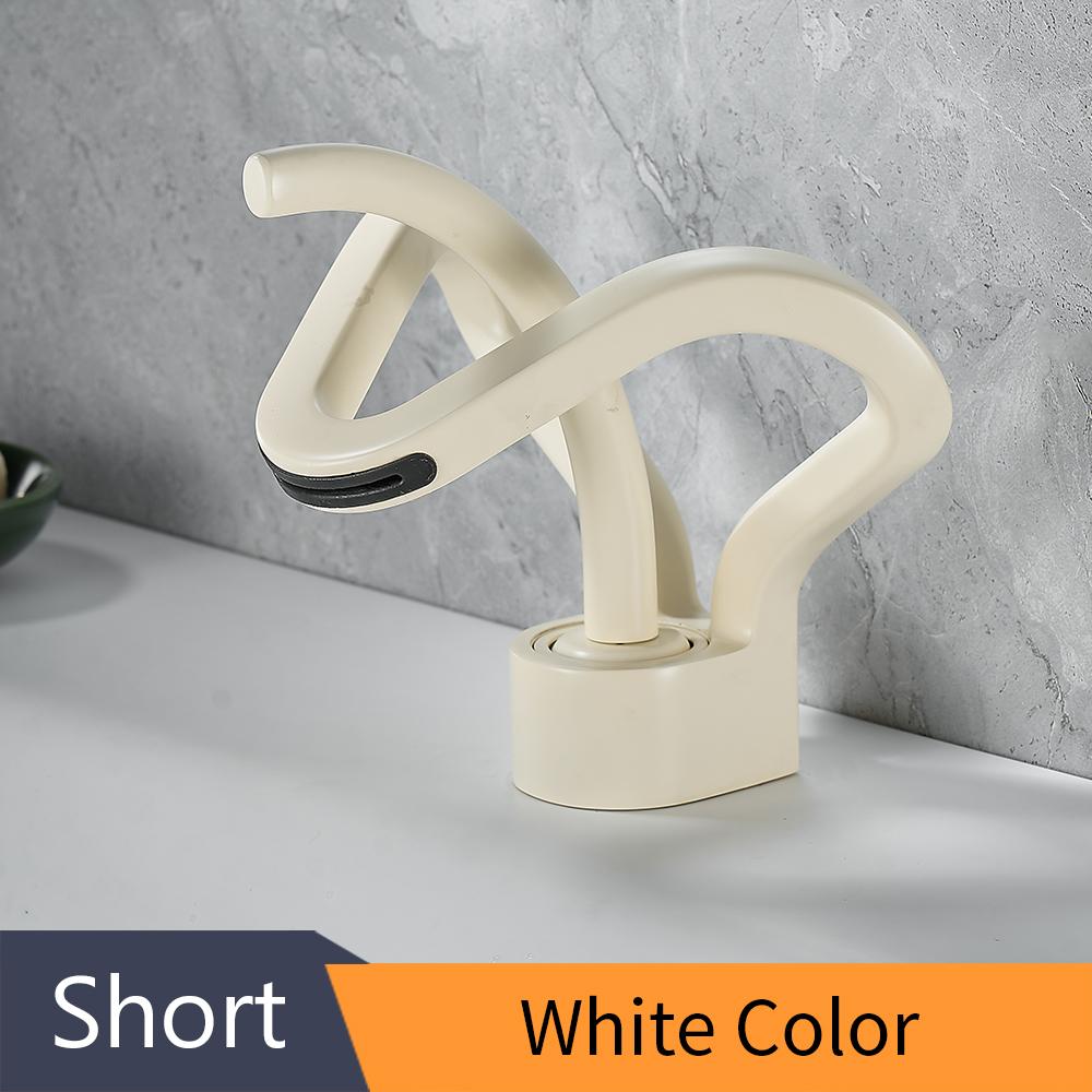 Gold Crown Single Handle Single Hole Hot and Cold Waterfall Bathroom Sink Mixer Tap Deck Mounted Luxury Lavatory Faucet