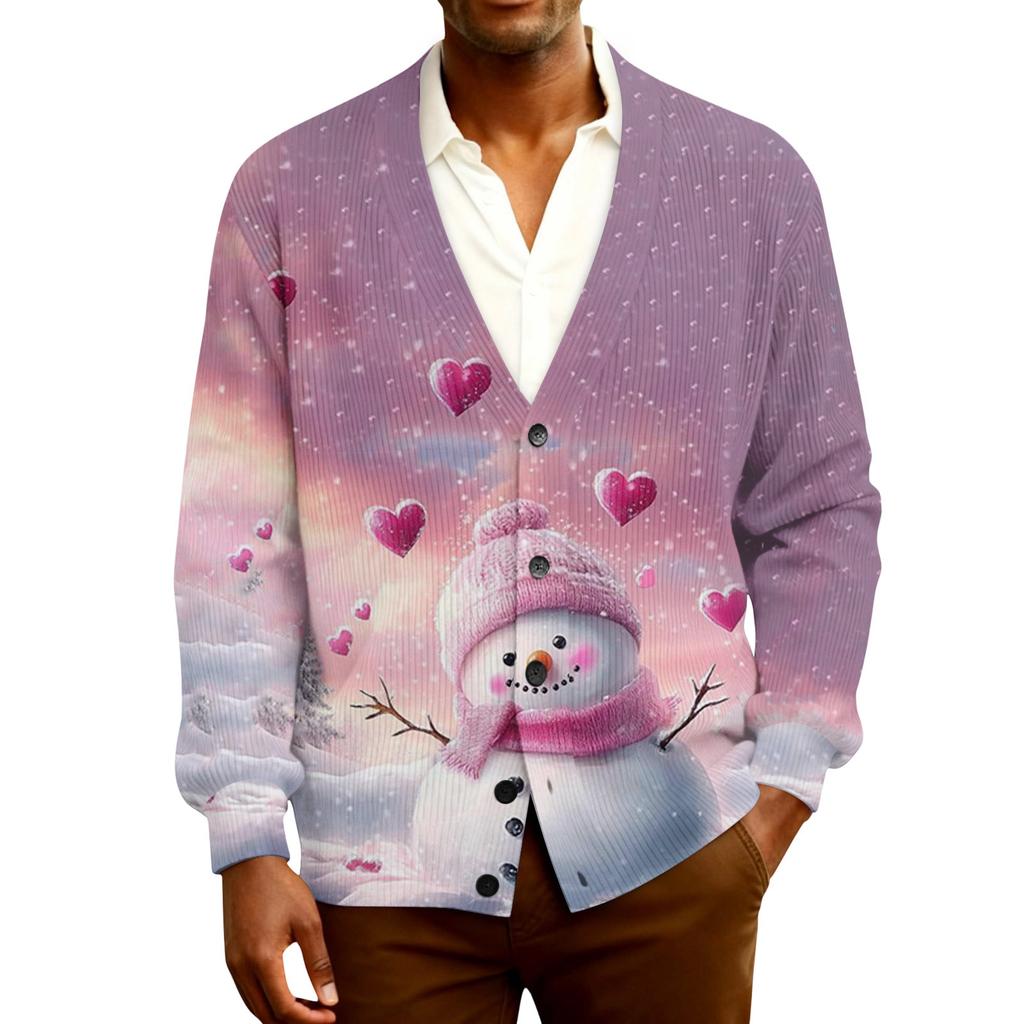 Мужской кардиган с длинным рукавом, рубчатой вязки