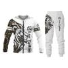 Мужской/женский костюм с капюшоном с 3d принтом волка/льва/тигра, комплект из двух предметов с капюшоном на молнии, осенне-зимний спортивный костюм с капюшоном + брюки
