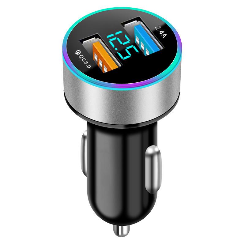 Многофункциональное автомобильное зарядное устройство из алюминиевого сплава с 5 В 3,1 А и цифровым дисплеем