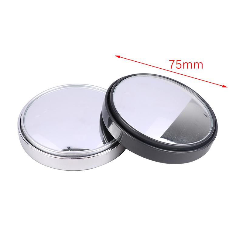2Pcs 75Mm 3R-036 Stick-On Convex Blind Spot Rearview Mirror With Adjustable Wide Angle